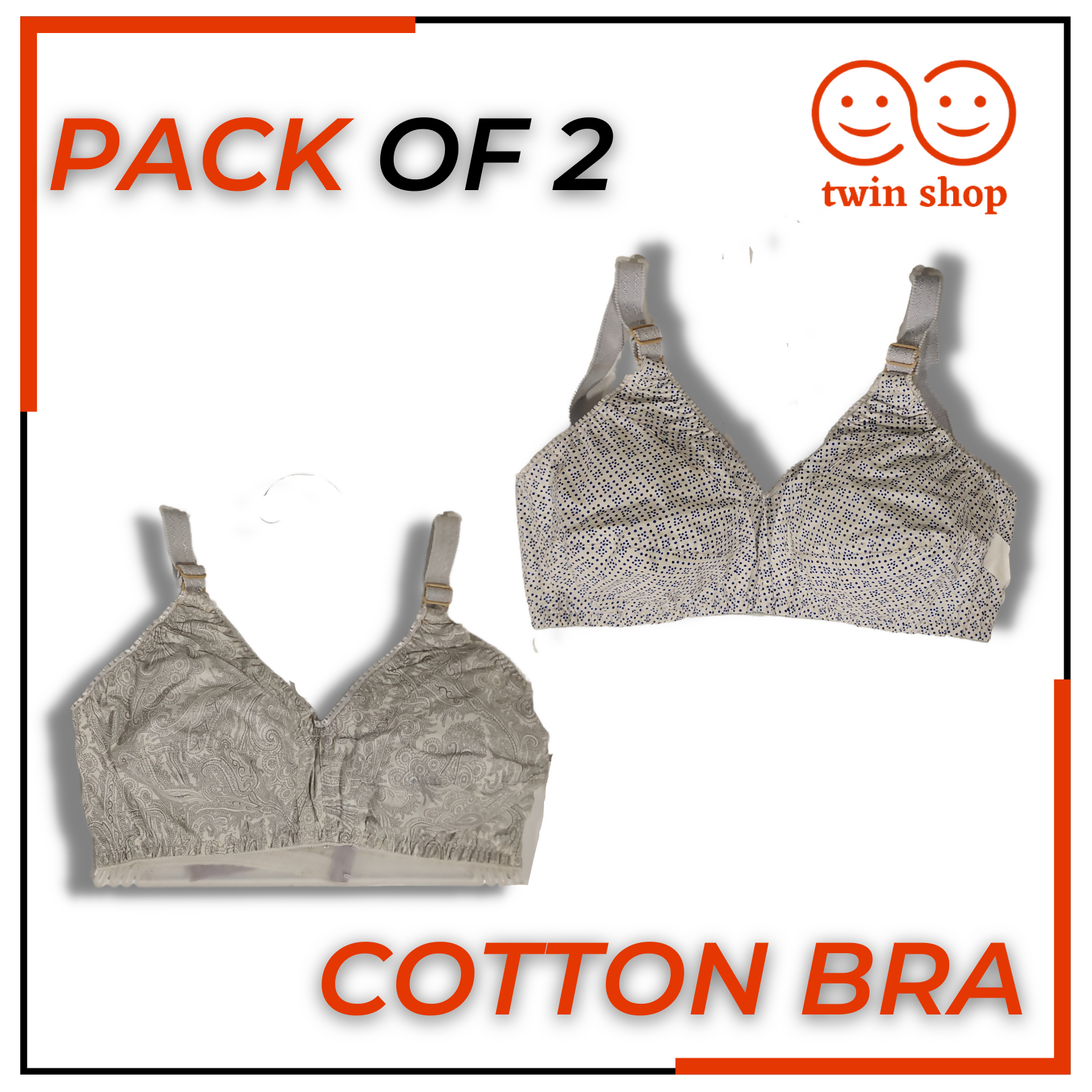 Pack of 2- Cotton Bra for Women Girls