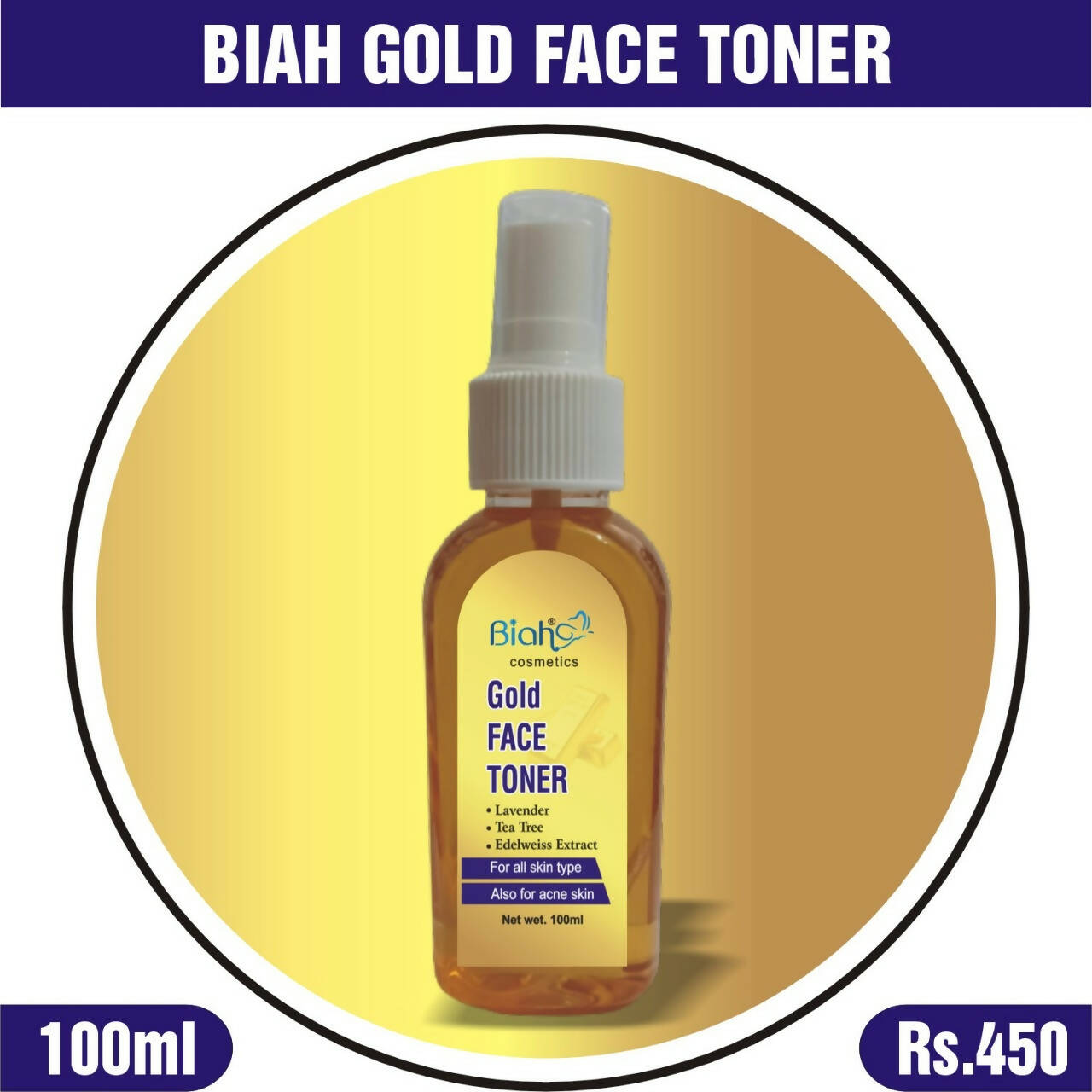 Biah Cosmetics - Gold Face Toner with Rose Water 100ml