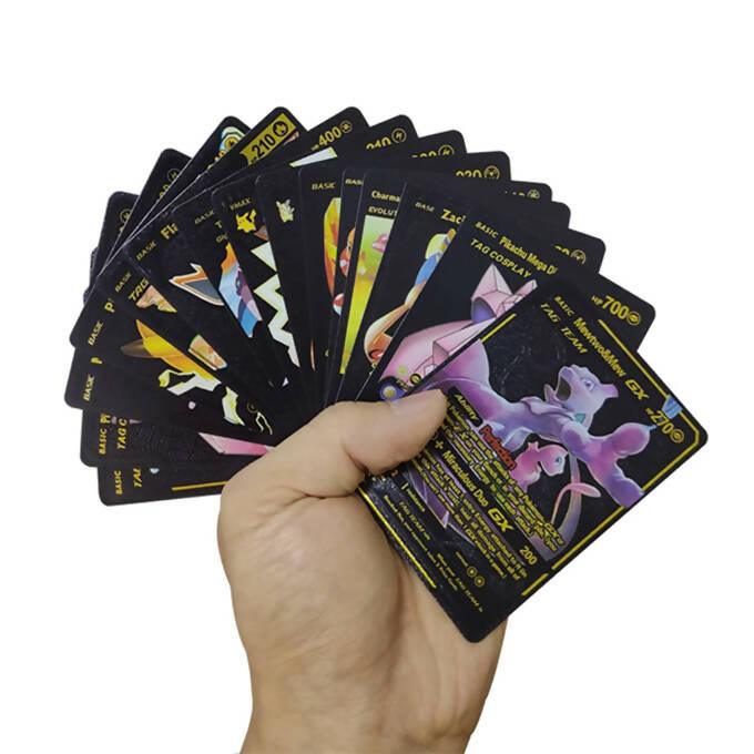 10 Pcs Pokemon Black Gold Foil Cards Pack Anime Cartoon Pokemon English Version Tcg Card For Fans Collection - ValueBox