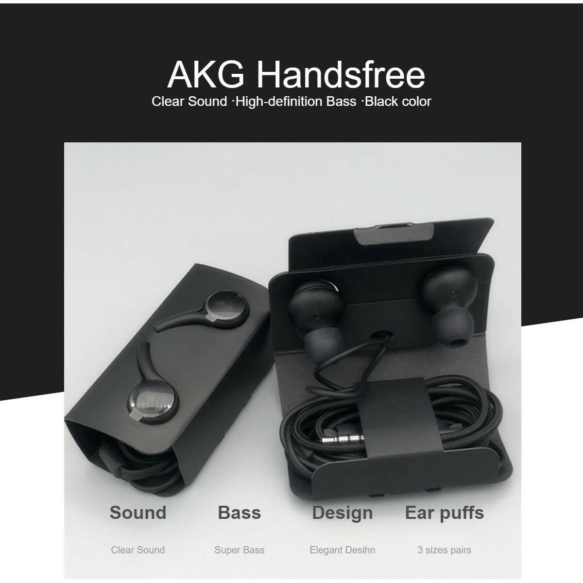 AKG handsfree With Best Bass Universal Handsfree With 3.5mm Headphones jack Black Color - Universal Handsfrees