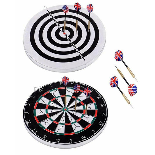 18" Double-Sided Flocking Dartboard With 6 Brass Darts - ValueBox
