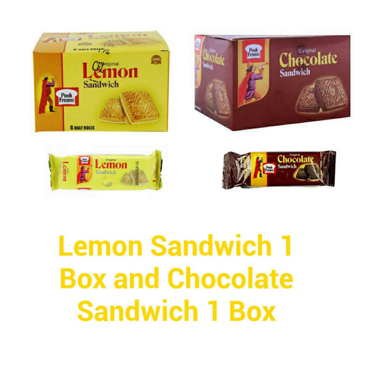 Peek Freans Lemon Sandwich Biscuit and Chocolate Sandwich Biscuit Half Roll Boxes.