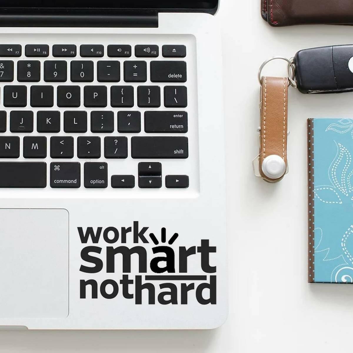 Work Smart Not Hard Motivational Laptop Sticker for Girls and Boys Decal New Design, Laptop Accessories, Laptop Decoration, Car Stickers, Wall Stickers High Quality Vinyl Stickers by Sticker Studio - ValueBox