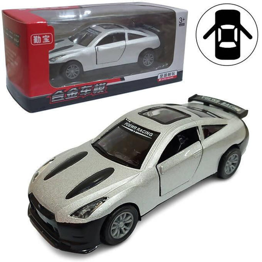 Nissan GTR Die Cast Pull Back Car With Door Open Function - Size Approx. 5 Inch - Multicolor
