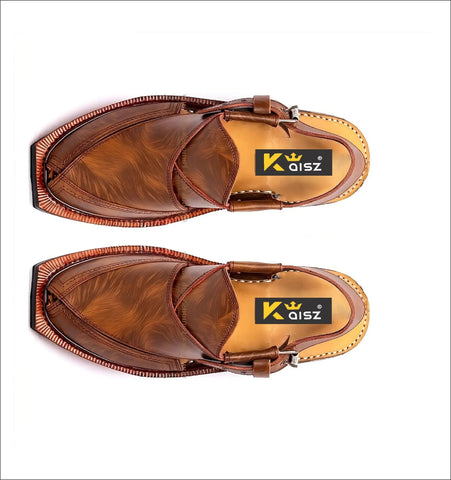 Norozi Chappal Leather Single Sole Double Shade Texture - ValueBox