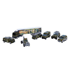 Army Cars With Container Truck - 6 Pcs Die Cast Metal set - ValueBox