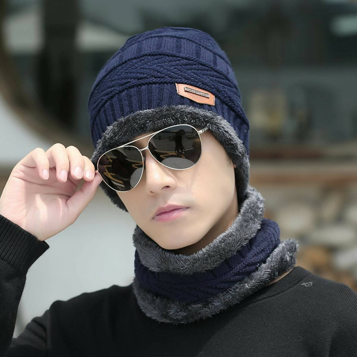 Wool Winter Cap with Neck Warmer