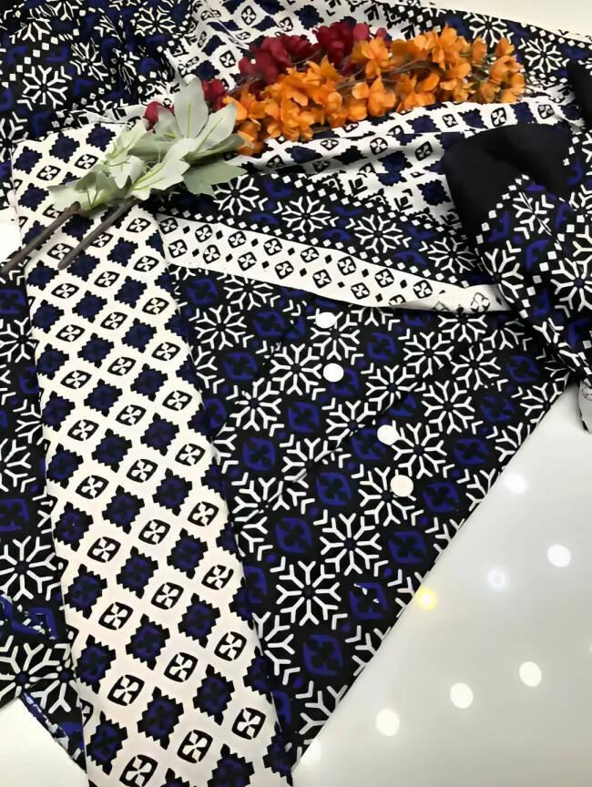 Traditional Soft Cotton Ajrak Print Unstitched Dress 3pc - ValueBox