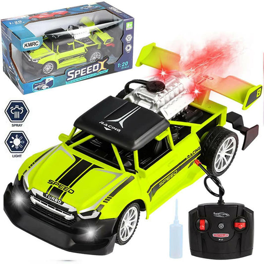 Remote Control Rock Monster Car with Lights & Flame Spray Function Stunt Car - Operated Battery - Green