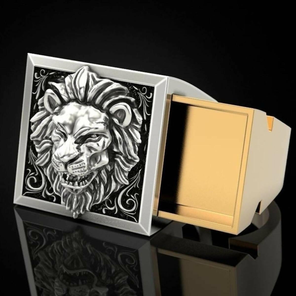 Fashion Lion Set Ring with Creative Invisible Storage Box For Men - ValueBox