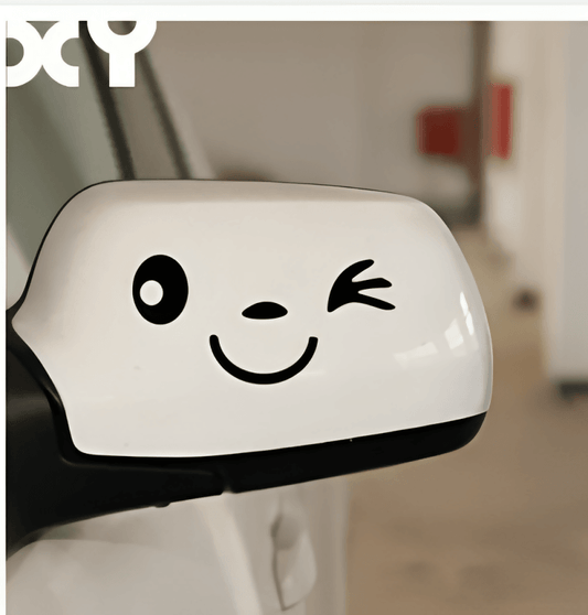 2Pcs Funny Smiley Cute Vinyl Wrap Stickers for Car Rearview Mirror Car Body Creative Decals Design Waterproof Auto Tuning Styling Bumper Truck Decal Vinyl car sticker Car acces