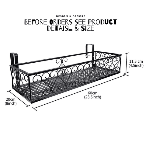 One Piece Balcony Railing Shelf Flower Pot Stand Rack, 23.5 Inches - ValueBox