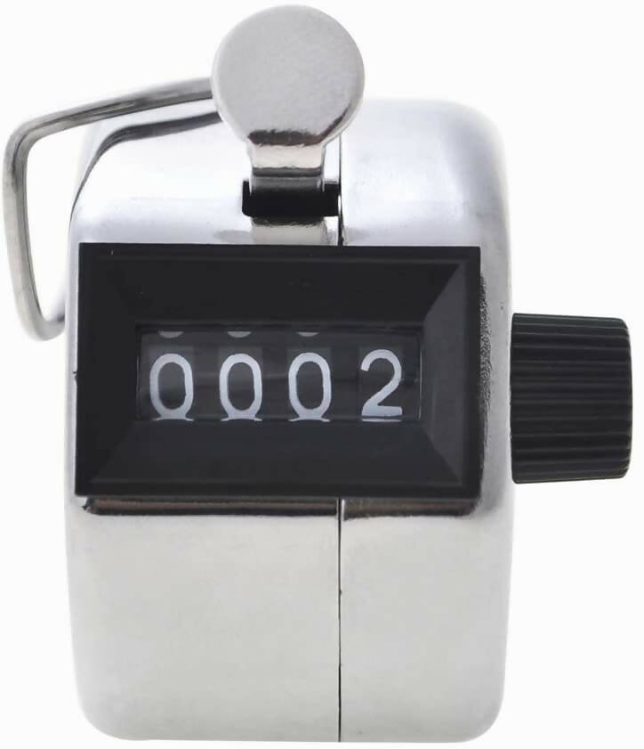 HAND TALLY COUNTER- 4 DIGIT METAL HANDHELD CLICKER LAP COUNTER