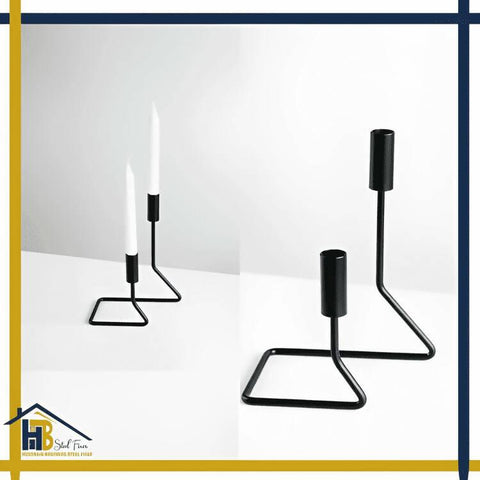 badgeHB One Piece Customize, Black Wire Candle Holders Candlestick Holder, Modern Minimalist Decorative Centerpiece for Fireplace Mantel Coffee Tabletop Counter, Black Finish Black Candelabra, Black Candlestick Holder, Iron Candle Holder, Black Candle - ValueBox