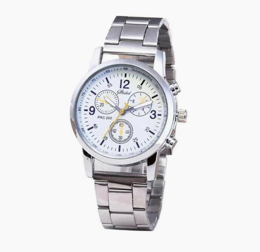 business steel straps round dial wrist watch for men