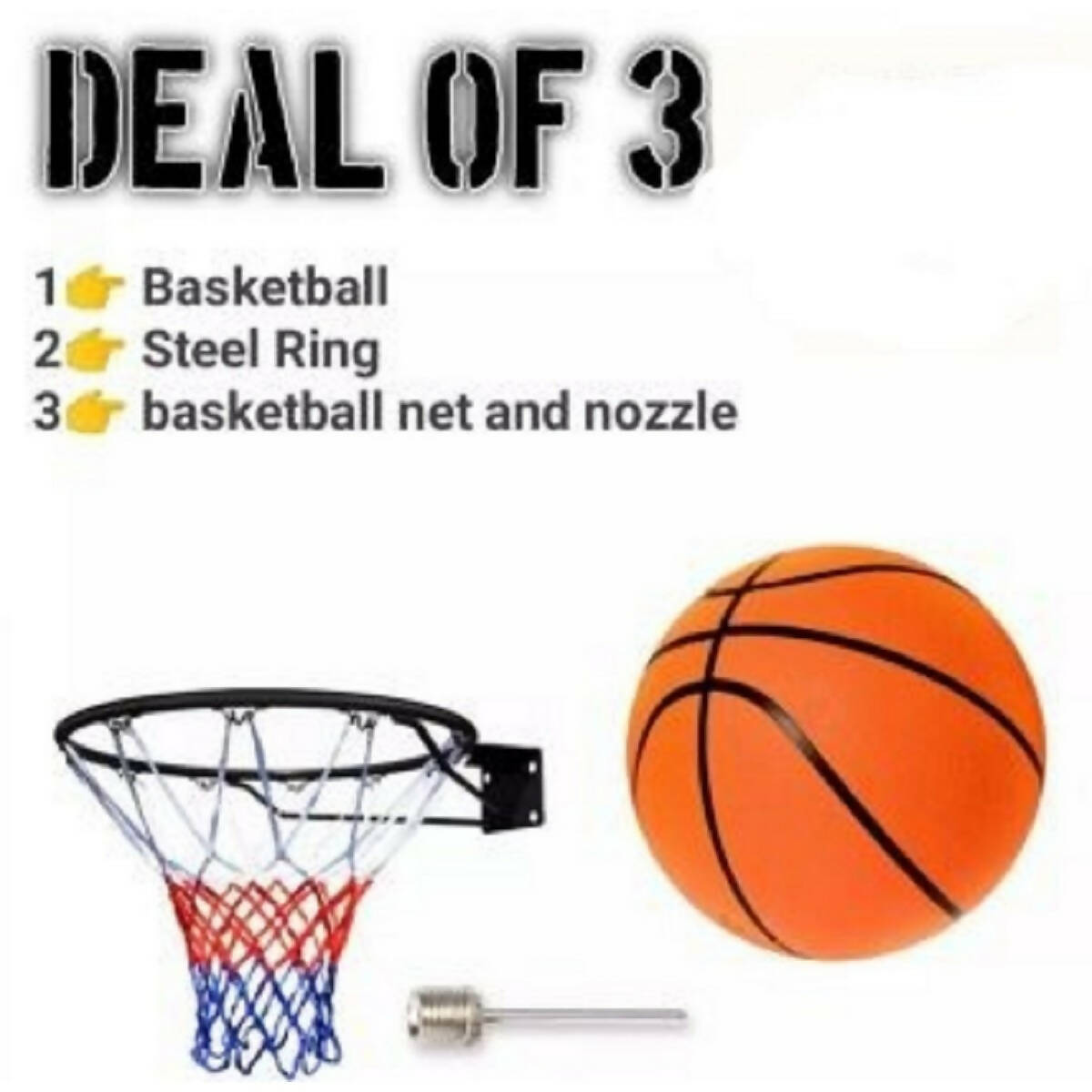 Basket Ball With free Net and steal ring