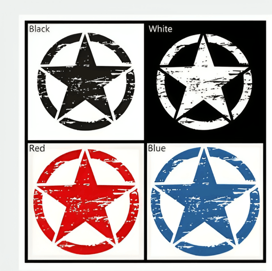 50cm Big Star (Black) Distressed Decal for Jeep Sticker Large Vinyl Body Fits Most Vehicles - ValueBox