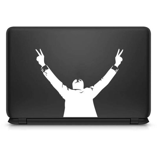 Victory Sign Man Vinyl Decal Laptop Stickers, Laptop Stickers by Sticker Studio - ValueBox