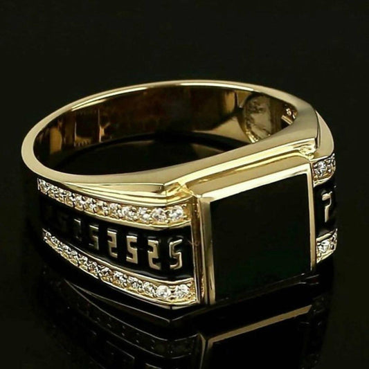 Black Color Ring Fashion Metal Gold - ValueBox