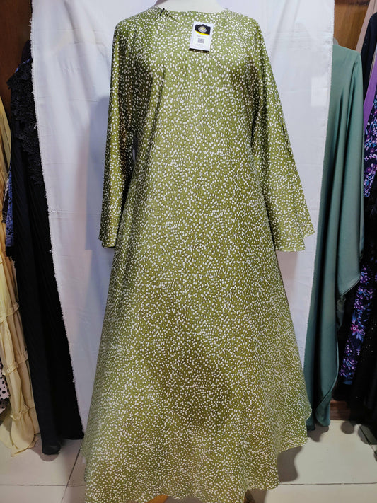 Green embroided printed abaya