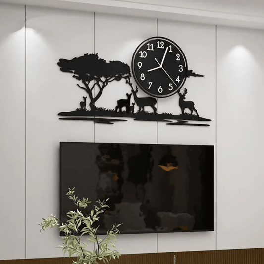 Wooden Wall Clock Large Home Interior Self Adhesive Wall Watches - ValueBox