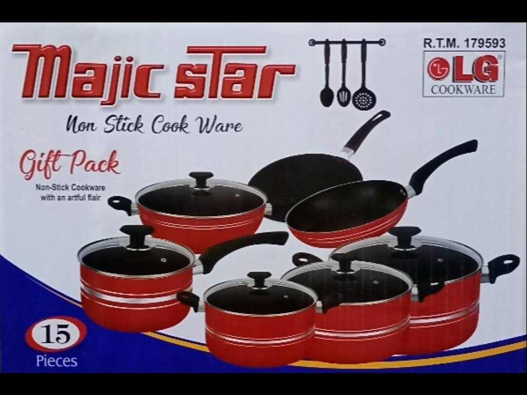 15 Pieces - Non-Stick Cookware Gift Pack - Red