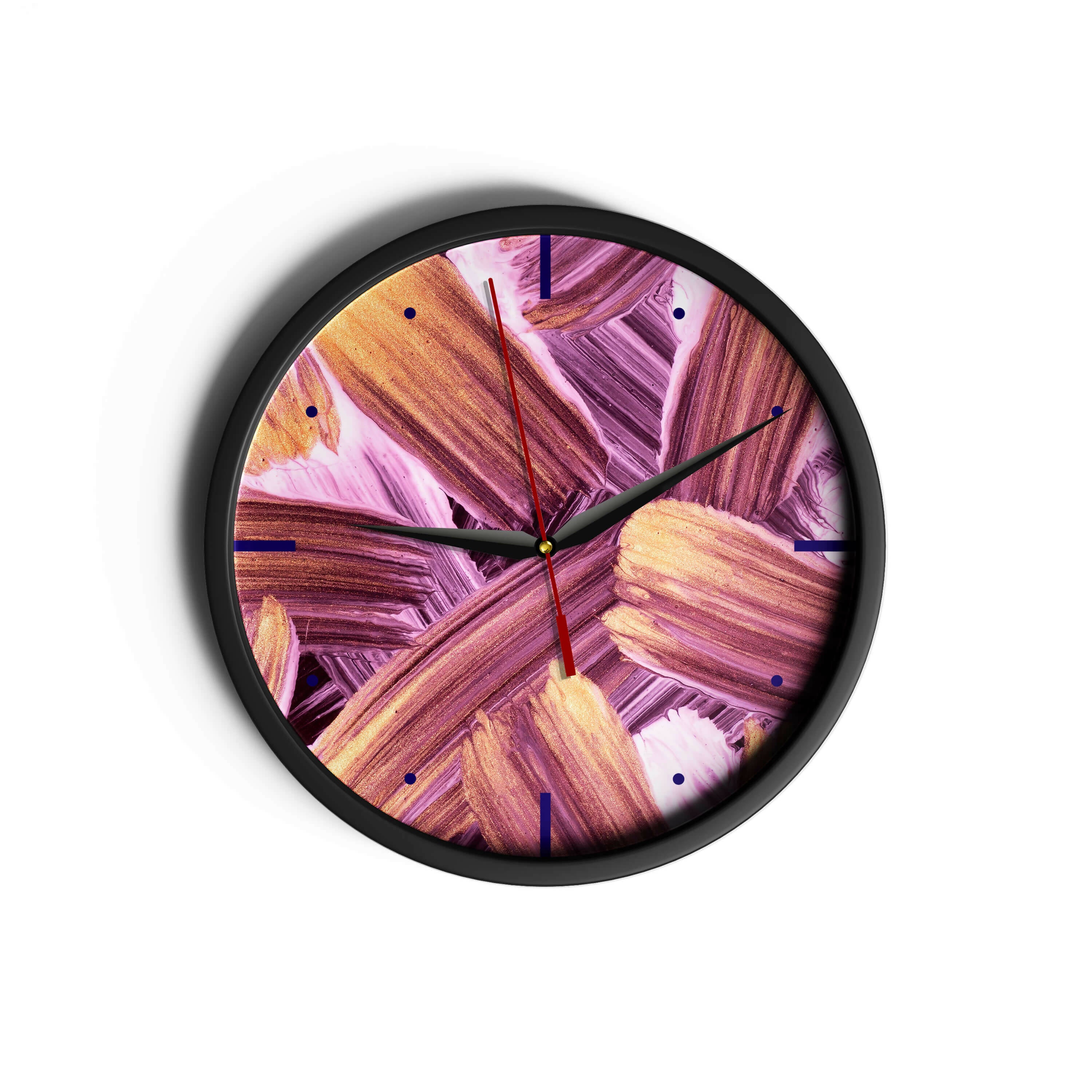 Glittery Pink Brush Stokes Style | Wall Clock