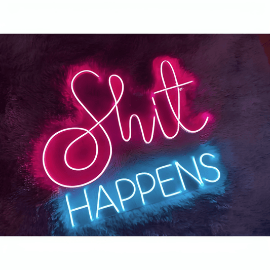 Sh*t Happens Neon Sign Board Glow Neon Light Wall Signboards Led Sign Boards for Shop Restaurant Room Decoration - ValueBox