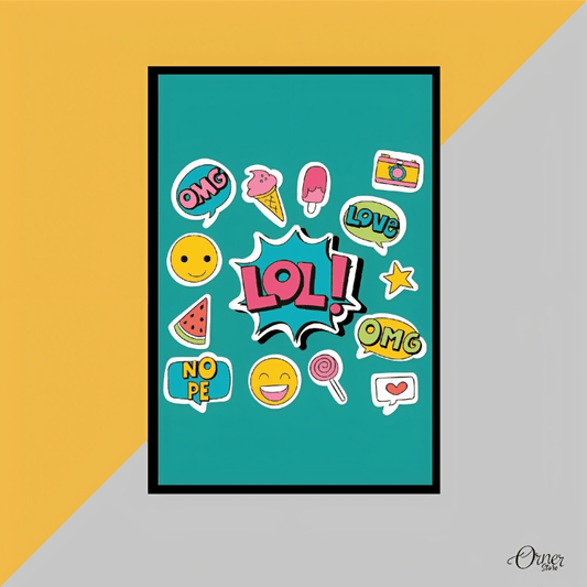 Painting Canvas Style Snacks And Text Stickers | Emoji Wall Art - ValueBox