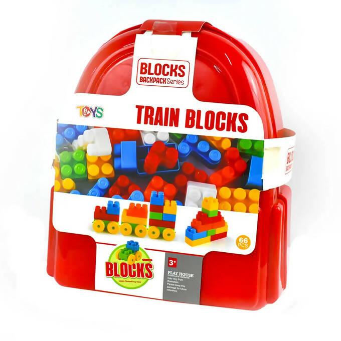 Train Blocks Backpack Series for Kids - 66 Pieces - Trains Blocks Backpack - ValueBox