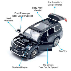 Lexus Land Cruiser Prado - Front Doors & Boot & Hood Open - Size Approx. 5 inch - Black - ValueBox