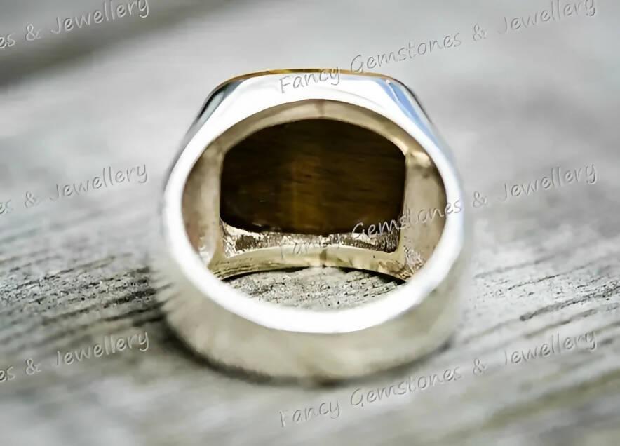 Mens Handmade Ring, Turkish Handmade Silver Men Ring, Tiger Eye Ring, Men Ring, Gift for Him, 925 Sterling Silver Ring - ValueBox