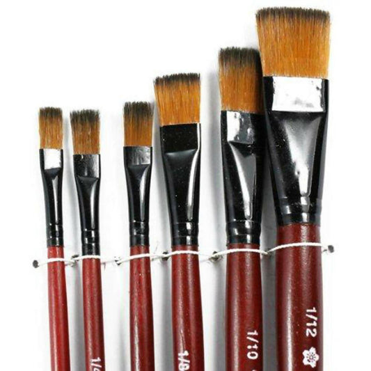 Pack of 6 Art Brown Nylon Paint Brushes - ValueBox