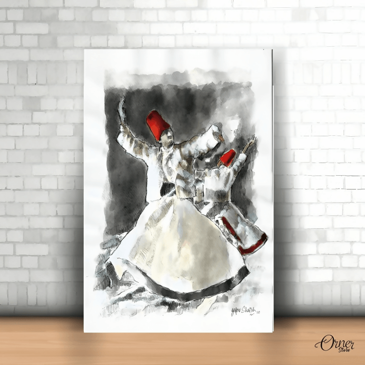 Home decor & Wall decor Sufism Dance Charcoal Art | Sufism Poster Wall Art - ValueBox