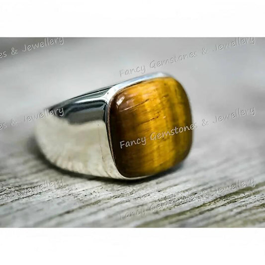 Mens Handmade Ring, Turkish Handmade Silver Men Ring, Tiger Eye Ring, Men Ring, Gift for Him, 925 Sterling Silver Ring - ValueBox