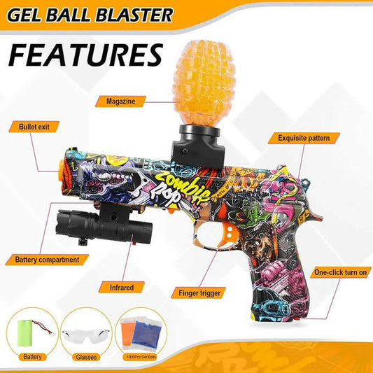 Mini Gel Blaster Electric Rechargeable Toygun for kids with Glasses - Multicolor