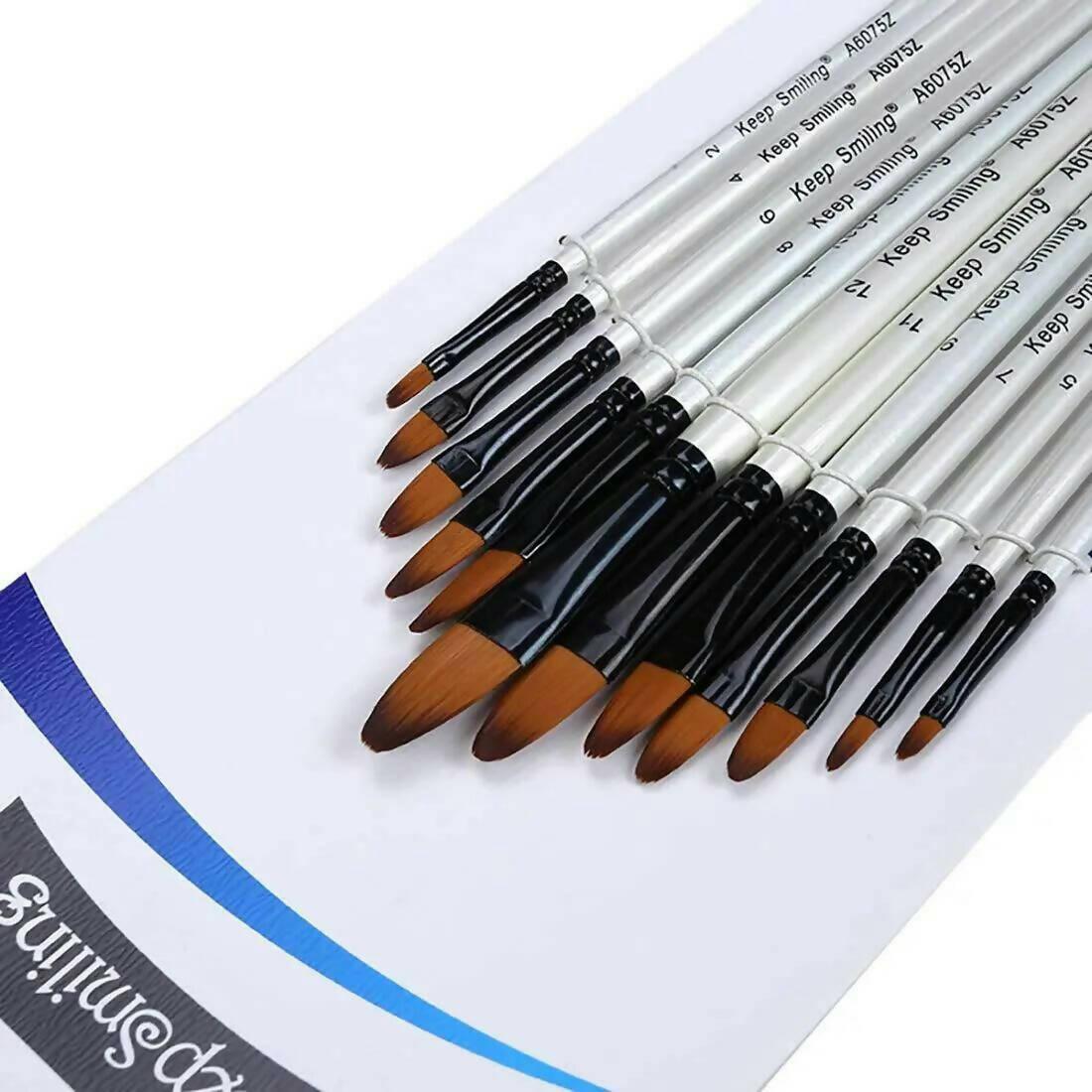 Keep Smilling Professional Artist Paint Brush Set of 12 - ValueBox