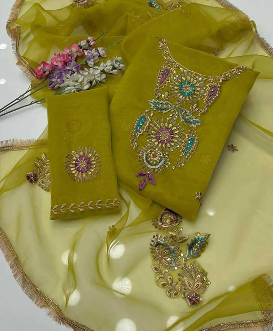 2 PC Handmade Organza Shirt and Dupatta