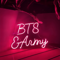 Bts & Army Neon Sign Board Glow Neon Light Wall Signboards Led Sign Boards for Shop Restaurant Room Decoration - ValueBox