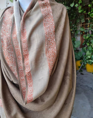 Khaki Acro Wool Stole or 4 Border Shawl For Women - ValueBox