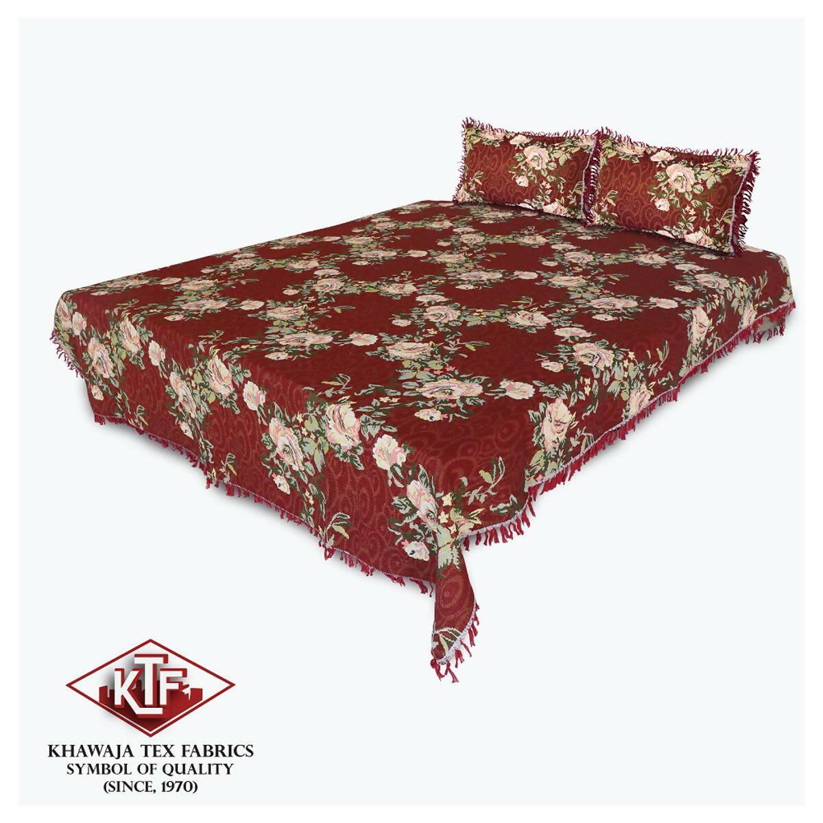 Khawaja King size double bedsheets jacquard bed set traditional hand crafted bed sheet gultex style multani cotton polyester bed sets with 2 pillow covers - ValueBox