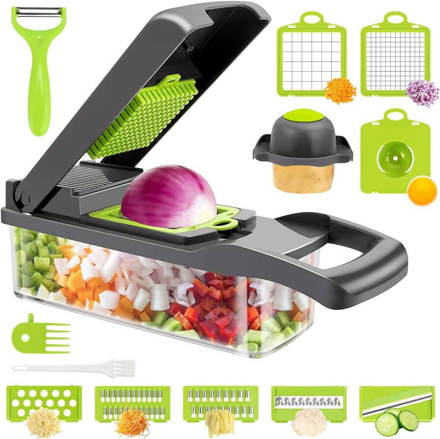 10 in 1 Multifunctional Kitchen Food Cutter & Grater Vegetable Slicing Shredding Tool for Vegetables, Potato, Cucumbers, Carrots-QS Mart