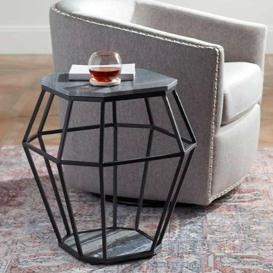 Decore To Adore Customize One Piece Accents Modern Sleek Black Octagonal Accent Table 20 1/4″ Black Wood & Tabletop for Living Room Bedroom Bedside - ValueBox