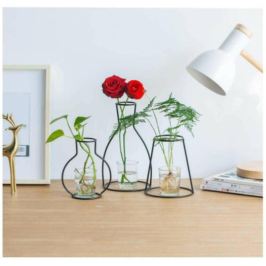 3 Pcs Creative Art Iron Vase Planter Rack Home Decoration Accessories