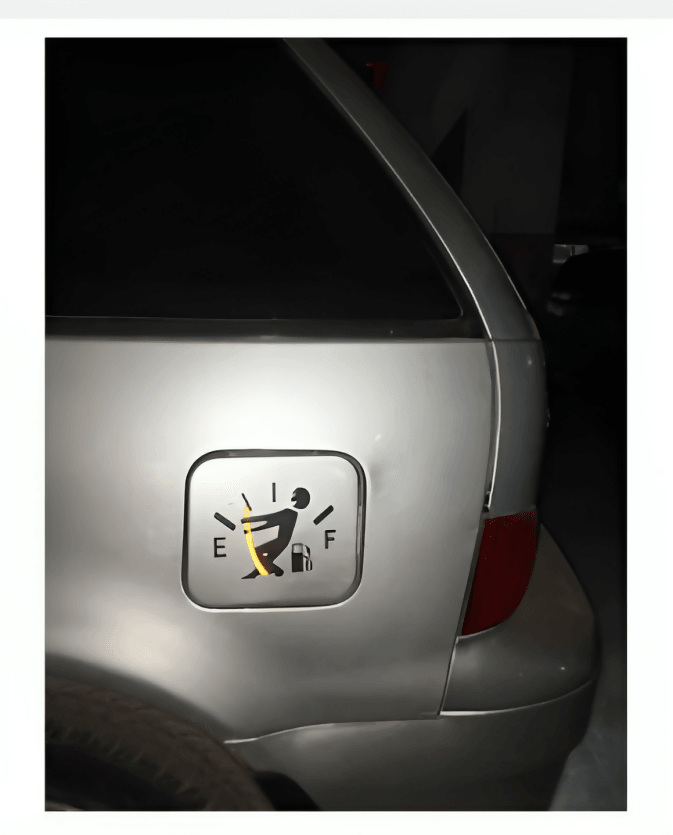 Funny Car Sticker Pull Fuel Tank Pointer To Full Reflective Vinyl Car Sticker Decal Wholesale High fuel consumption extraordina - ValueBox