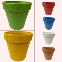 Pack of 4 Colorful Fiber Plastic pots for Plants & flowers Strong & lasting colors 6"x6" - ValueBox