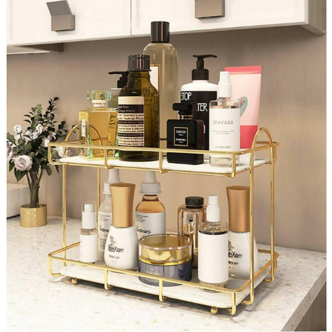 Bathroom Storage Rack Large Capacity Double Iron Art Nordic Bathroom Rack Lipstick Perfume Storage Rack Cosmetics Storage Rack - ValueBox