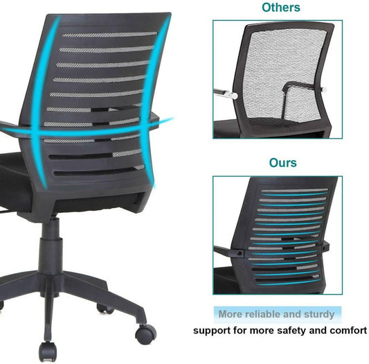 Premium Mesh Chair With 3D Surround Padded Seat Cushion For Task/Desk/Home Office Work, Black