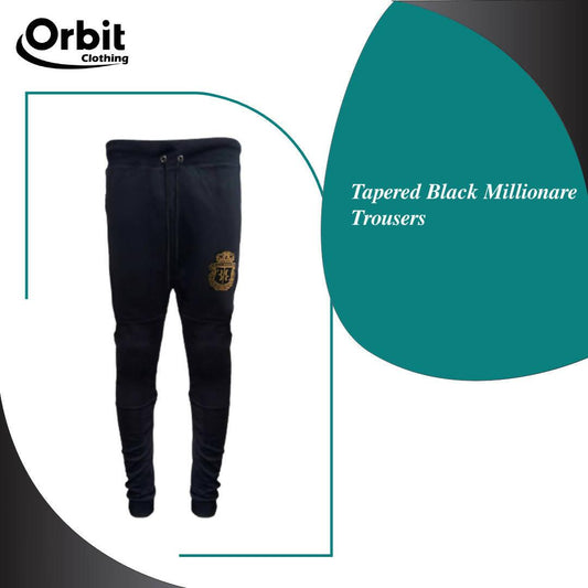 Orbit Tapered Black Millionare Trousers Best for Gyms and Casual Wear - ValueBox