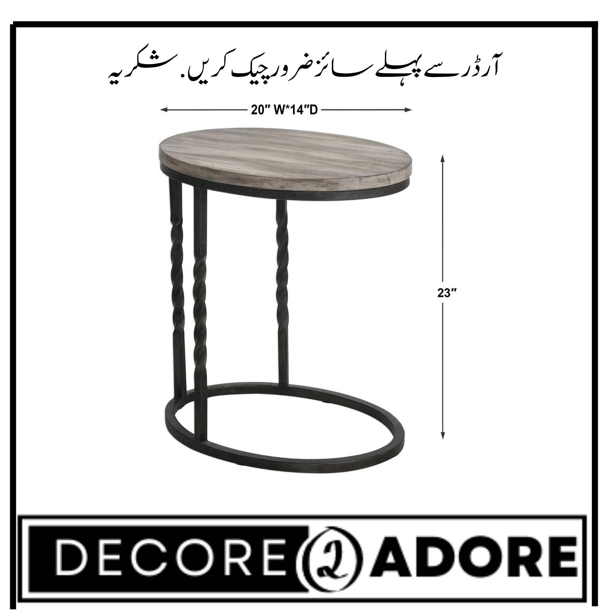 Decore To Adore Customize One Piece Geometric Uttermost Tauret 20″W Aged Metal With Black Wood Side Table - ValueBox